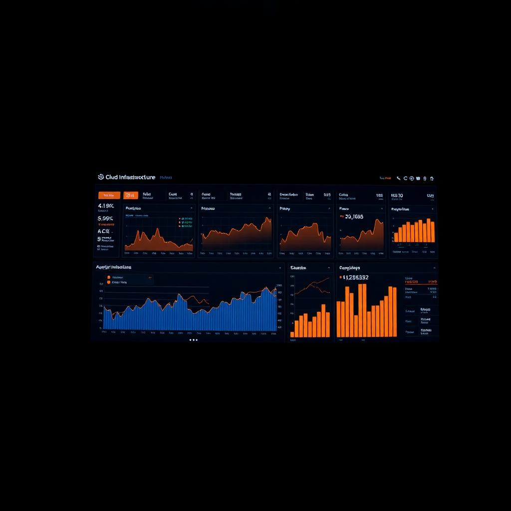 AWS CloudWatch monitoring dashboard with live metrics